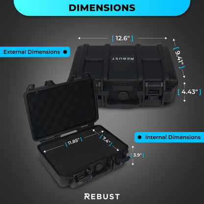 REBUST Lockable Gun Case- TSA Approved Firearm Travel Case with FREE TSA Lock- Hard Gun Safe for Handgun, Pistol, Revolver- Waterproof, Shockproof Gun Storage & Gun Carrying Case- 12.6x9.41x4.43 inch