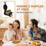 Waffle Maker, Double Belgian Waffle Maker 180°Flip, 1400W Waffle Iron 8 Slices, Rotating & Nonstick Plates with Removable Drip Tray for Easy Clean, Stainless Steel, Locking Buckle & Cool Touch Handle Greeze