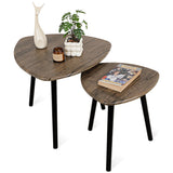 Small Nesting Coffee Table Set of 2 Modern Minimalist Wooden Side Table with Wood Frame for Couch Bedroom Apartment, Light Brown FEUFOAM