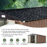Aoxun 10 x 12FT Outdoor Storage Shed with Double Hinged Large Door Utility Garden Shed with Lockable Door & Sloped Roof Metal Sheds Outdoor Storage for Garden, Backyard, Patio and Backyard, Brown Aoxun