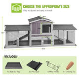 GUTINNEEN Rabbit Hutch Outdoor Large Chicken Coop with Cleaning Tray and Waterproof Roof Wooden Bunny Hutch PVC Floor Bottom for Small and Medium Bunny Rabbit Chick 87.8" L GUTINNEEN