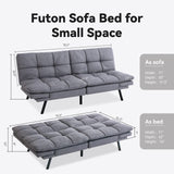 Opoiar Futon Sofa Bed Twin, Memory Foam Couch Bed with Mattress and Frame Included,Comfortable Grey Fabric Loveseat Sleeper Sofa for Dorm Apartment Office College Small Space Bedroom Opoiar