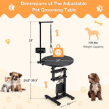 JFHID Professional Electric Lift Dog Grooming Table, Portable Height Adjustable Pet Grooming Station with Foldable Arm, Tool Organizer and Wired Remote, for Small Dog at Home, Black JFHID