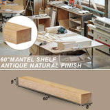 ROOMTEC Fireplace Mantel,60" Wood Floating Fireplace Shelves,Wall Mounted Wooden Display Shelving,Handcrafted Wood Brack,Natural Mantels Over Fireplace | 60" x 8" x 5"-Aged Oak ROOMTEC