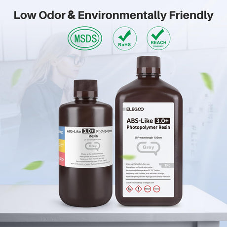 ELEGOO ABS-Like Resin 3.0 Pro, 3D Printer Resin with Low Viscosity and High Precision, 405nm Rapid UV-Curing Photopolymer Resin, 3D Resin for LCD/DLP 3D Printing, Grey 1000G ELEGOO