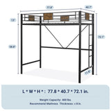 Allewie Black Twin Size Metal Loft Bed Frame with Stairs & Guardrails - Space-Saving Design, No Box Spring Needed Allewie