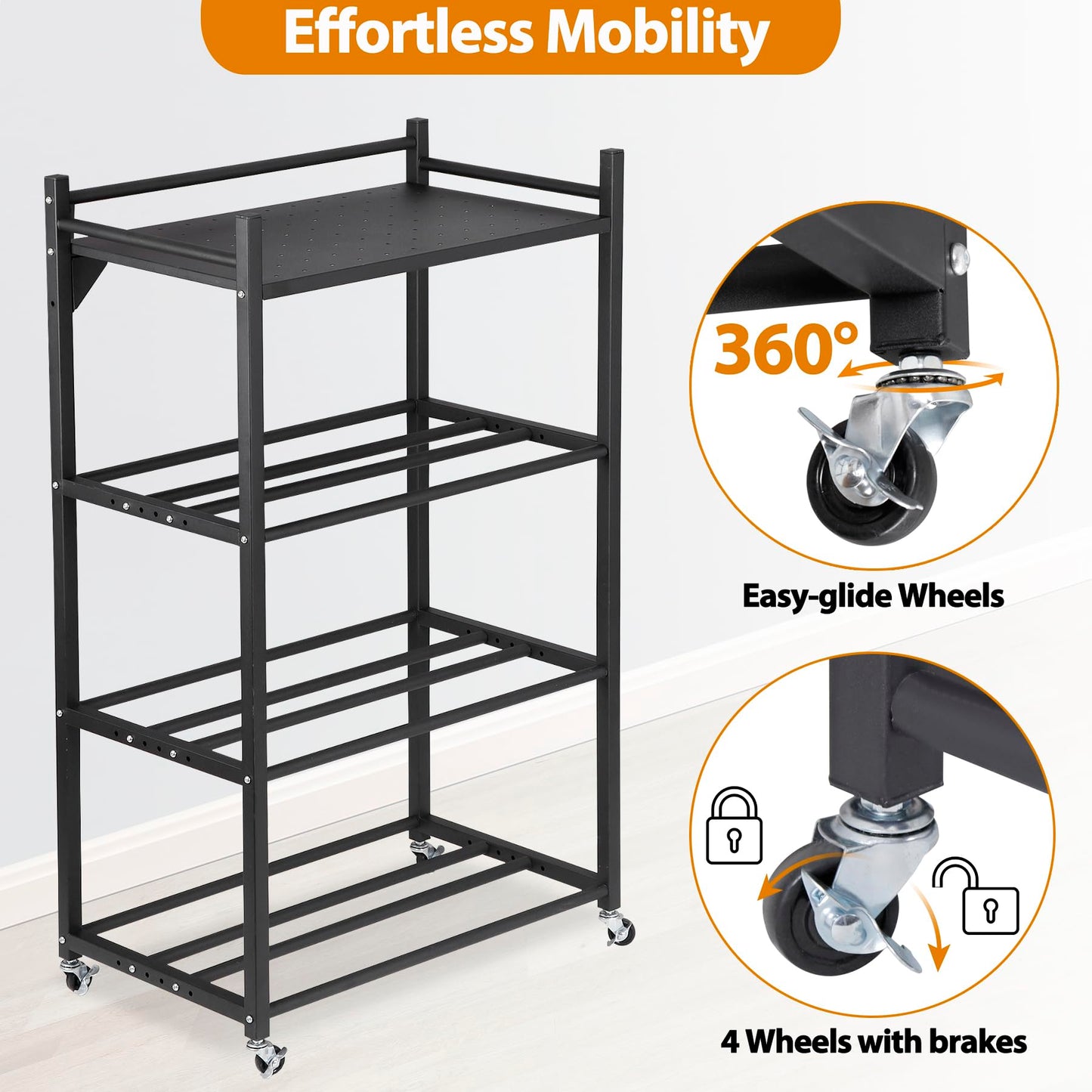 DorBuphan 3D Printer Filament Storage Rack, Heavy Duty Wire Spool Rack 4-Tier, 360° Rolling Filament Spool Holder for 3D Printer Accessories - WoodArtSupply