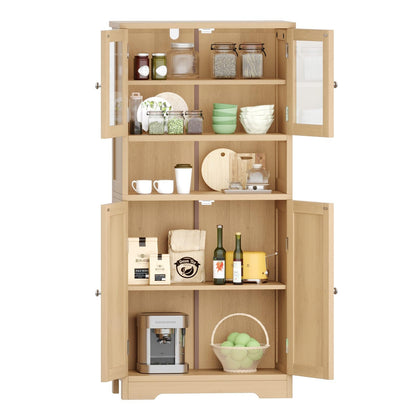 Irontar Rattan Bathroom Storage Cabinet, Bathroom Cabinet with Open Shelf, Large Display Cabinet with Rattan Doors, Kitchen Pantry Cabinet, 23.6 x 11.8 x 50.4 Inches, Natural CWG006M - WoodArtSupply