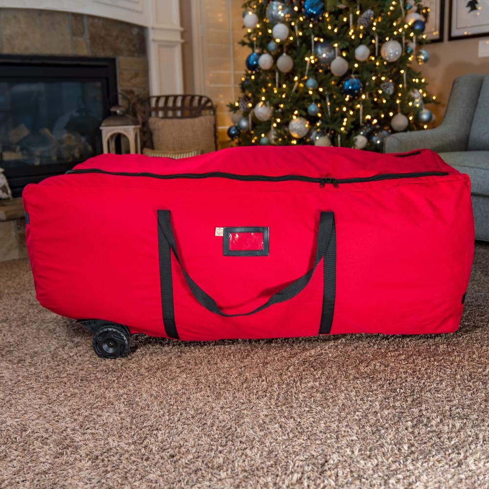 [Rolling Duffle Bag Tree Storage Bag] - Big Wheeled 9 Foot Christmas Tree Storage Bag for Artificial Trees up to 9 Feet Tall - Compression Straps to Secure Your Tree | EZ Roller by Santa's Bags Santa's Bags