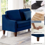 GOAWGO Modern Velvet Loveseat Sofa Couch Upholstered Love Seat Couches with Wooden Legs Comfy 2 Seat Small Couch for Living Room Bedroom Small Spaces, Navy GOAWGO
