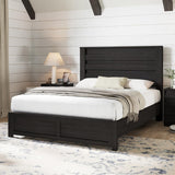 AMERLIFE Farmhouse Queen Size Bed Frame with 49" Tall Headboard, Platform Bed with Natural Wood Grain, No Box Spring Needed/Noise Free, Black AMERLIFE