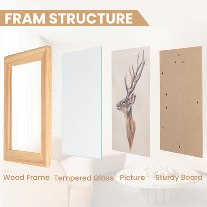 11x14 Picture Frame, Solid Wood Picture Frames, Hard Wood Frame with Tempered Real Glass, Rustic Wooden Photo Frame for Wall Decor, Natural Wood 1 Pack