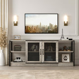 IDEALHOUSE TV Stand for 65 inches TVs, Farmhouse Entertainment Center with Storage Cabinet and Mesh Doors, Industrial TV Media Console Cabinet Table, Media Furniture for Living Room, Rustic Grey IDEALHOUSE