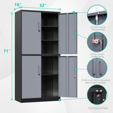 SISESOL Metal Storage Cabinet - 71 Inch Tall Large Steel Utility Locker with 3 Adjustable Shelves & Locking Doors - Garage Storage Cabinets for Tool Storage and Ammo Locker SISESOL