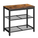 HOOBRO Shoe Bench, 3-Tier Shoe Rack, Industrial Shoe Organizer Storage Bench, 19.7 inches Entry Bench with Mesh Shelves, for Entryway, Living Room, Hallway, Easy Assembly, Rustic Brown BF50HX01 HOOBRO