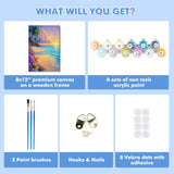 Bowetile Framed Paint by Numbers Sea for Adults Beginners, Adults' Paint-by-Number Landscape Kits, Easy Adult Paint by Number Kits on Canvas, Acrylic Number Painting for Home Decor, 8x12in Bowetile