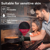 HandLove BBQ Gloves - Heat Resistant Grilling, Oven Gloves for Culinary Experts - Extreme Fireproof Protection, Silicone Grip, Long Cuff Mitts - Kitchen & Outdoor Barbecue, Cooking, Baking, Black, L HandLove