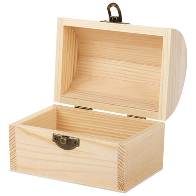 Aodaer Unfinished Wood Treasure Chest Decorative Pine Wood Box with Hinged Lid and Locking Clasp Plain Decorate Wooden Boxes for Art Hobbies DIY Jewelry Gift Storage