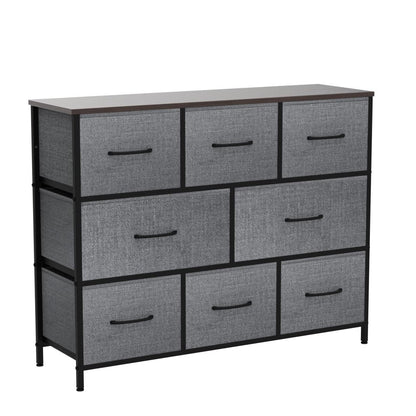 WLIVE Fabric Dresser, Storage Drawer Unit, Bedroom Dresser TV Stand for 32 40 43 inch TV, Wide Dresser with 8 Large Deep Drawers for Office, College Dorm, Dark Grey - WoodArtSupply