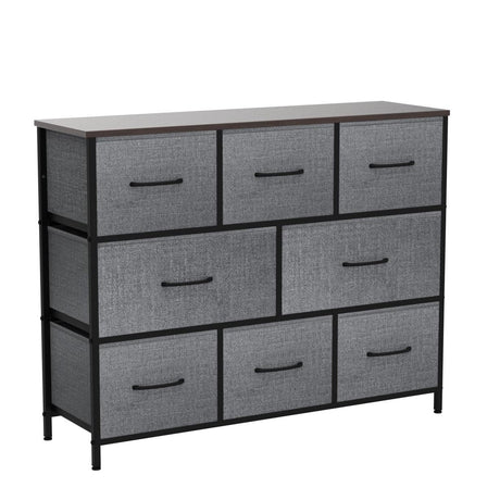 WLIVE Fabric Dresser, Storage Drawer Unit, Bedroom Dresser TV Stand for 32 40 43 inch TV, Wide Dresser with 8 Large Deep Drawers for Office, College Dorm, Dark Grey WLIVE