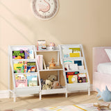 MAHANCRIS Kids Bookshelf and Toy Organizer, 3-Tier Kids Bookcase, Kids Sling Bookshelf, Toddler Toy Storage Organizer with Bookshelf, for Kids Room, Playroom, Bedroom, Nursery, White BKWT34201 MAHANCRIS