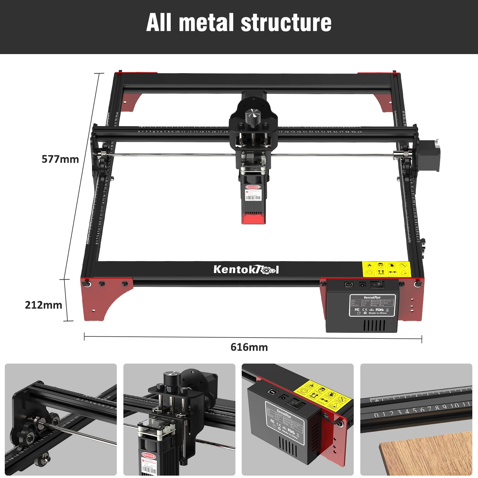 5.5W Laser Engraver, LE400PRO 50W High Accuracy Laser Engraving Machine for Beginners, Compressed Spot Laser Engraver and Cutter Machine 400 * 400mm for Wood, Metal, Acrylic, Leather - WoodArtSupply