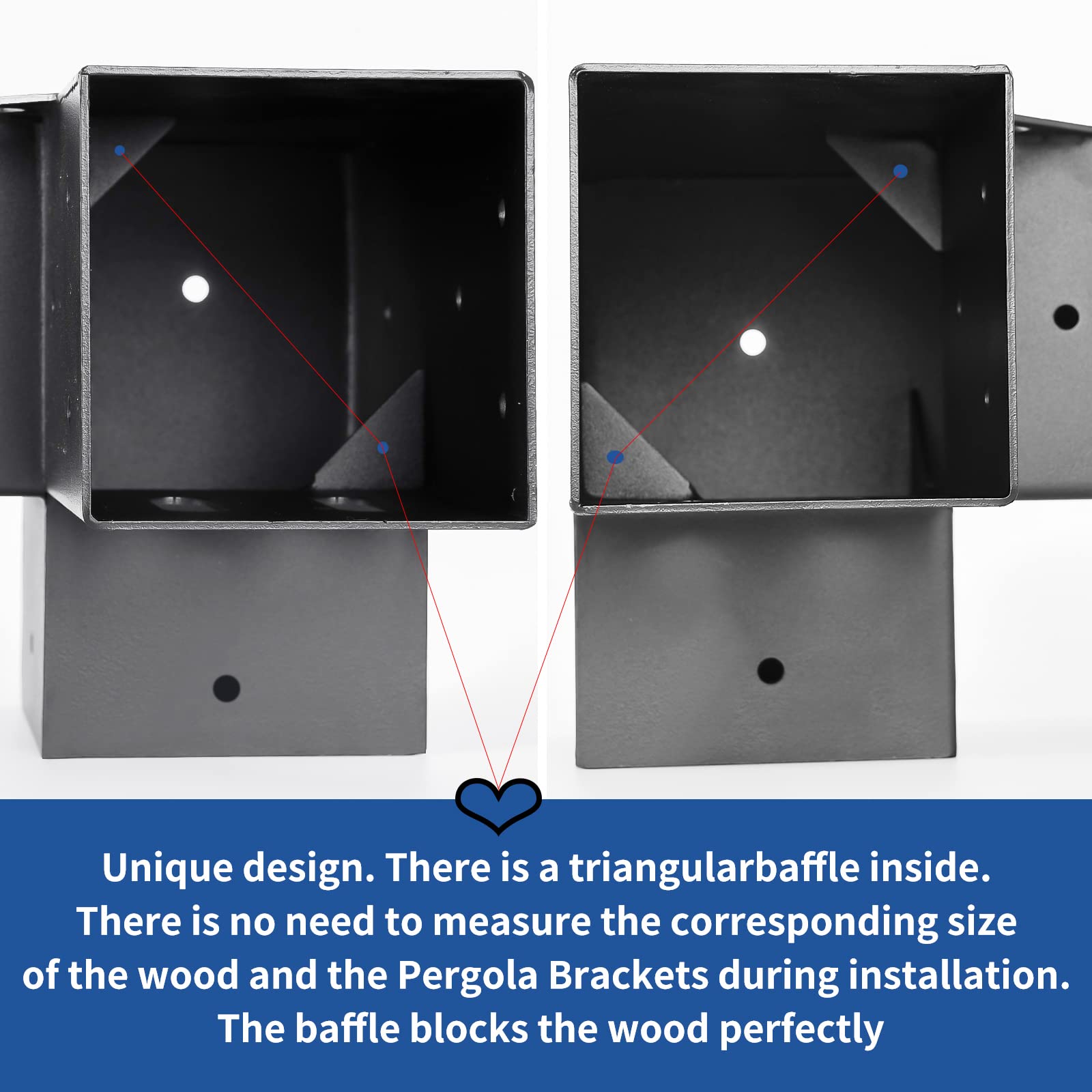 AXWHYS 4x4 Pergola Brackets(Actual:3.5"x3.5") 3 Way Right Angle Corner Bracket, DIY Pergola Kit with Black Powder Coated Support Gazebos, Patio Pergolas Log Cabin Outdoor Pergola Hardware - WoodArtSupply