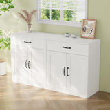 VOWNER 95" TV Stand for TVs up to 75", 4-Piece TV Hutch with Cabinets, Entertainment Center with Bookshelves, Modular TV Console for Living Room, 2D+2F (White) VOWNER