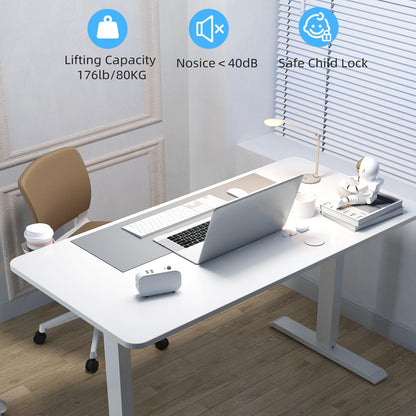 RRTECHFORU Electric Standing Desk, Adjustable Height Stand up Desk, 63x24 Inches Sit Stand Home Office Desk with Splice Board White - WoodArtSupply