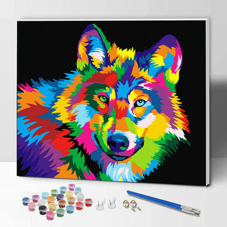 Hiolife Paint by Number Kits for Adults,Kids, Beginners, with Brushes and Acrylic Pigment, 16x12 Inch Wolf - with Framed Hiolife