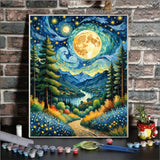 ldazao Moon Paint by Numbers Kit for Adults Beginner Forest Adult Paint by Number Kits On Canvas Adults' Paint-by-Number Kits DIY Oil Painting Kits for Gift Home Wall Decor 16x20 Inch ldazao