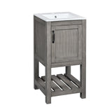 Merax 16" Farmhouse Bathroom Vanity with Sink, Freestanding Small Bathroom Vanity Storage Cabinet with Open Shelf, Solid Wood Frame, Ceramic Sink Merax