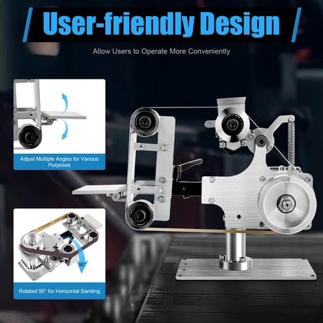 Electric Belt Sander Bench Polishing Grinder, Desktop Vertical Horizontal 30" x 1" Belt Machine, 550W Brushless Motor Fixed Angle Opening Belt DONNGYZ
