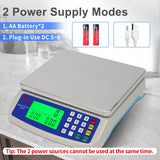 Large Digital Kitchen Scale 30KG Commercial Food Scale 66LB for Baking Bread Meat Stainless Steel Price Computing Scale LCD Display,Prep Counting Scale for Parts and Coins Adapter Included RUJIXU