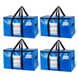 TAILI Extra Large Moving Bags, 4 Pack Blue Heavy Duty Totes For Storage with Visible Window, Wrap Around Handles, Storage Bags for Space Saving, Alternative to Moving Boxes TAILI