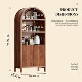 Ieejdn 71" Tall Arched Kitchen Pantry,Modern Fluted Wood Storage Cabinet with Doors,Adjustable Shelves,Organizer, Versatile Cupboard for Kitchen,Living Room,Dining Room,Bathroom,Walnut