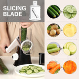 Cambom Rotary Cheese Grater Hand Crank Cheese Shredder for Fresh Cheese, Vegetable, Nuts,Non-slip Suction Base, Free Cleaning Brush Three Blades, Black Cambom