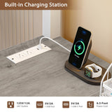 VIAGDO Bunk Bed Twin Over Twin with Hall Tree, Charging Station and LED Lights, L-Shaped Bunk Bed with Desk, 5 Storage Drawers, Twin Bunk Beds with Guardrail & Stairs, No Box Spring Needed, White VIAGDO