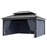 12'x14' Gazebo Curtains Outdoor Waterproof with Hanging Rings, 4-Panel Double Zipper Sidewalls Universal Replacement Privacy Curtain, Outdoor Gazebo Curtains for Patio, Backyard(Curtains Only) Snubbull