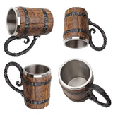 Wooden Beer Mug Beer Barrel, Large Viking Cup Wood Style Beer Mug Tankard with Handle, Antique gifts for Men Bar Restaurant Vintage Bar Accessories(18.60oz/550ml) WoodArtSupply