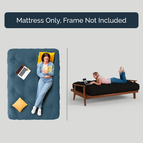 Loosh Pocket Coil Full Size Futon Mattress - 10" USA Made, Navy, Frame Not Included Loosh