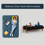 Loosh Full Size Sofa Bed Foam Canvas Futon Mattress - 10" USA Made, Navy, Frame Not Included Loosh