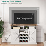 YITAHOME Buffet Cabinet, 47" Farmhouse Coffee Bar with Power Outlet, Floating Shelves, Multi-Functional Storage Sideboard Cabinet for Kitchen and Living Room (White) YITAHOME