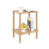 Fultyle Small End Table, Couch Side Table with 2-Tier Storage Shelf, Wood Coffee Table for Bedroom, Living Room, Small Spaces(Rustic Walnut) Fultyle