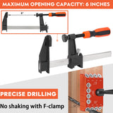 Steel DN Mate Aluminum Multi-Angle Drill Guide with F Clamp, 30 45 90 Degree 4 Sizes Guide Track Cable Railing Kit Stair Deck Template Jig for Straight and Angle Hole Wood Post, DG45 Steel DN Mate