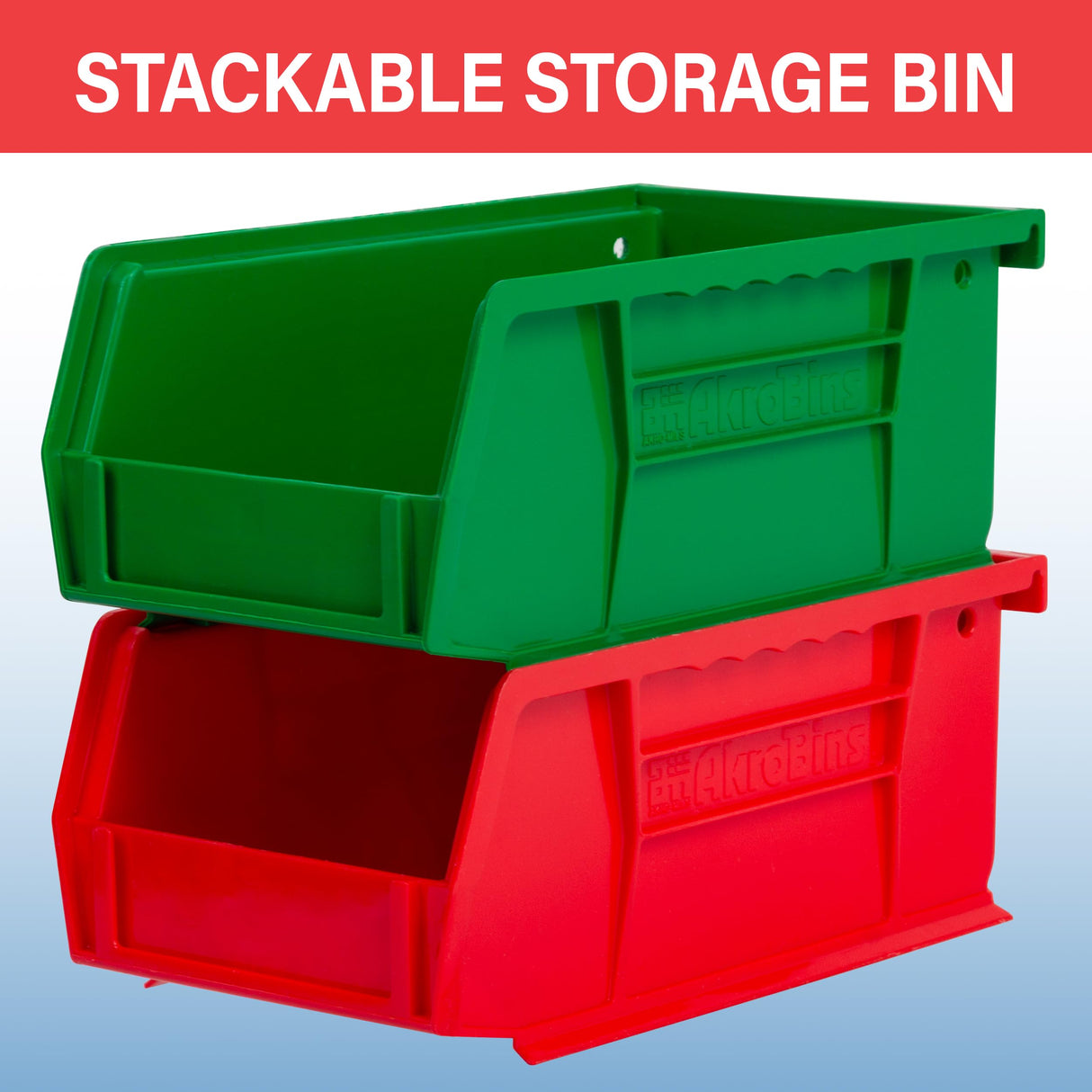 Akro-Mils 30220 AkroBins Plastic Storage Bins, Space-Saving Stackable Bins for Garage, Pantry, Craft Organization, 7-" x 4-" x 3-", Red, 24-Pack Akro-Mils