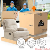 KeyEnergy Manual Rocker Recliner Chair for Adults, High Back Glider with Deep Seat, Upholstered Fabric Armchair for Living Room & Nursery, Beige KeyEnergy