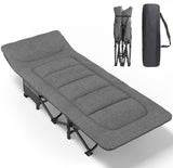 ATORPOK Camping Cot for Adults with Cushion and Pillow, Portable Folding Bed for Sleeping, Lightweight Tent cot with Carry Bag Supports 450 lbs (Grey) ATORPOK
