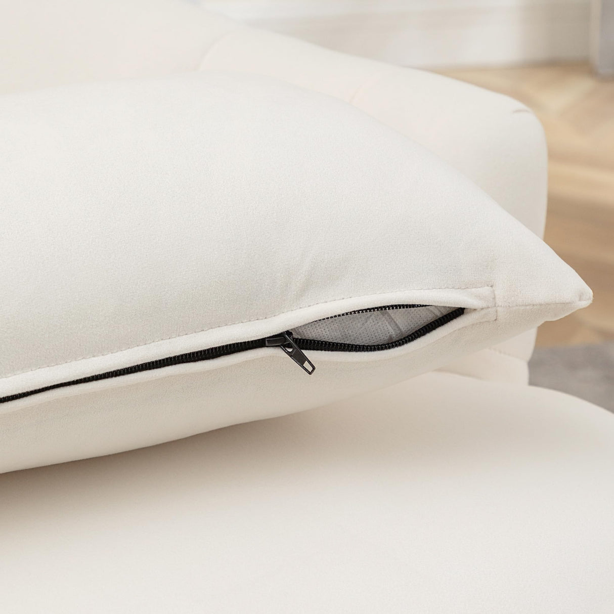 KINWELL 30" W Velvet Tufted High Wingback Chairs Set of 2, Mid Century Modern Accent Armchairs with Gold Metal Legs & Toss Pillow for Living Room Dining Bedroom Apartment, Cream KINWELL