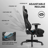 GTRACING Gaming Chair with Footrest, Fabric Breathable Big and Tall Ergonomic Computer Chair 350 lbs with Adjustable Lumbar Support and Recliner, High Back Game Chair for Office Gaming, Darkgray GTRACING